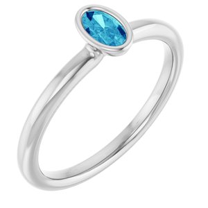 Sterling Silver Natural Blue Zircon Stackable Ring