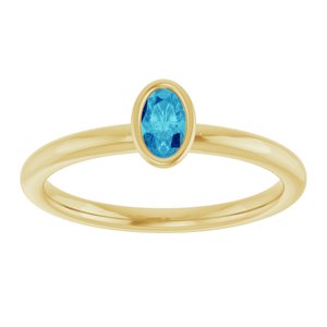 14K Yellow Gold Natural Blue Zircon Stackable Ring
