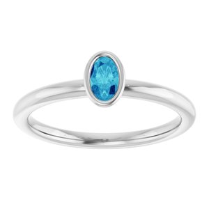 Sterling Silver Natural Blue Zircon Stackable Ring