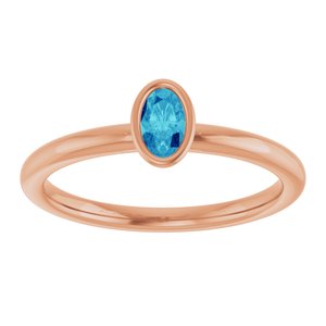 14K Rose Gold Natural Blue Zircon Stackable Ring