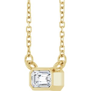 14K Yellow Gold 1/2 CT Natural Diamond 18" Necklace