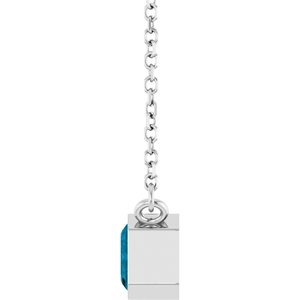 14K White Gold Natural London Blue Topaz 18" Necklace