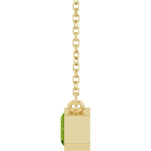 Natural Peridot Bezel Set Solitaire Necklace