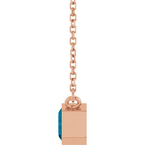 14K Rose Gold Natural London Blue Topaz 18" Necklace