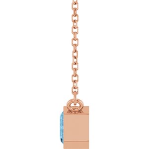 14K Rose Gold Natural Sky Blue Topaz 18" Necklace