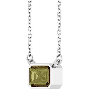Sterling Silver Lab-Grown Green Sapphire 18" Necklace