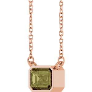 14K Rose Gold Lab-Grown Green Sapphire 18" Necklace