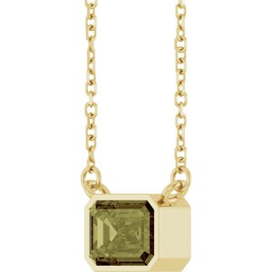 Lab-Grown Green Sapphire Bezel Set Solitarie Necklace