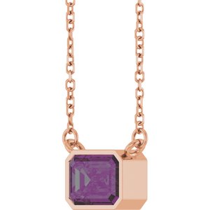 Lab-Grown Alexandrite Bezel Set Solitarie Necklace
