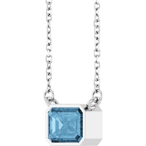 14K White Gold Natural Sky Blue Topaz 18" Necklace