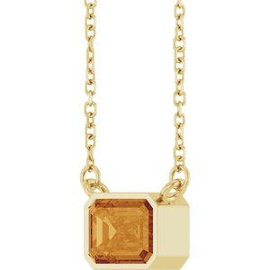 Natural Citrine Bezel Set Solitarie Necklace