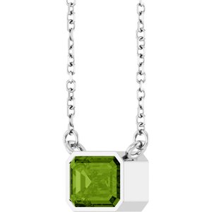 Natural Peridot Solitaire Necklace