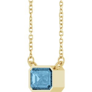 14K Yellow Gold Natural Sky Blue Topaz 18" Necklace