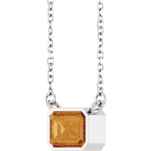 Natural Citrine Bezel Set Solitaire Necklace