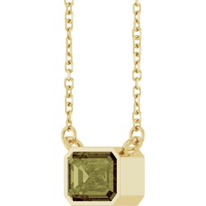 14K Yellow Gold Lab-Grown Green Sapphire 18" Necklace