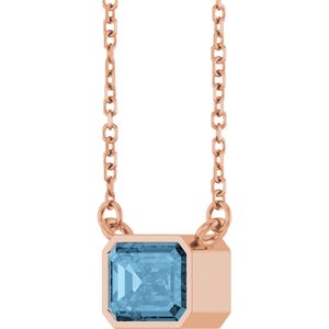 14K Rose Gold Natural Sky Blue Topaz 18" Necklace