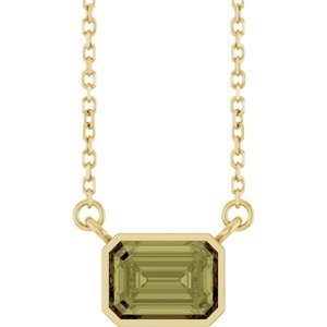 14K Yellow Gold Lab-Grown Green Sapphire 18" Necklace