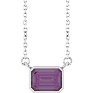 Lab-Grown Alexandrite Bezel Set Solitarie Necklace