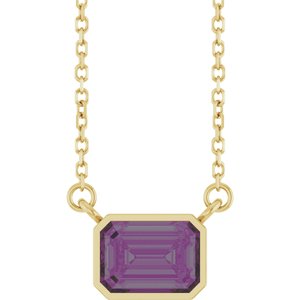 Lab-Grown Alexandrite Bezel Set Solitarie Necklace