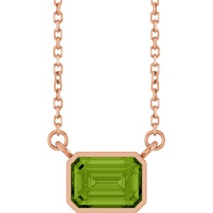 Natural Peridot Solitaire Necklace