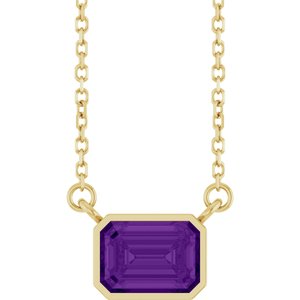 Natural Amethyst Solitaire Necklace