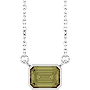 Platinum Lab-Grown Green Sapphire 18" Necklace