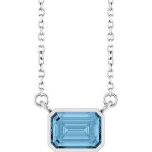 Platinum Natural Sky Blue Topaz 18" Necklace