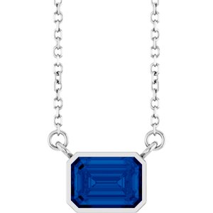 Lab-Grown Blue Sapphire Solitaire Necklace
