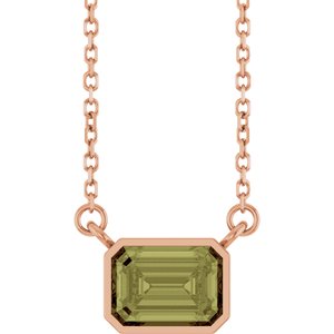 14K Rose Gold Lab-Grown Green Sapphire 18" Necklace
