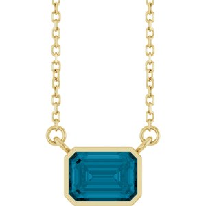 14K Yellow Gold Natural London Blue Topaz 18" Necklace