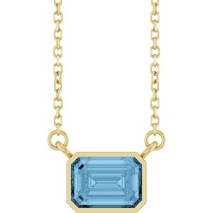 14K Yellow Gold Natural Sky Blue Topaz 18" Necklace