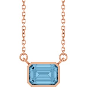 14K Rose Gold Natural Sky Blue Topaz 18" Necklace