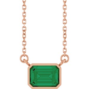 Lab-Grown Emerald Solitaire Necklace