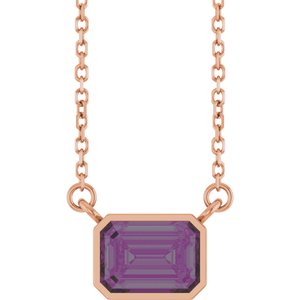 Lab-Grown Alexandrite Bezel Set Solitarie Necklace