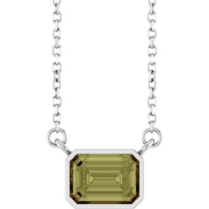 Lab-Grown Green Sapphire Bezel Set Solitarie Necklace