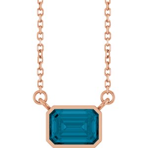 14K Rose Gold Natural London Blue Topaz 18" Necklace