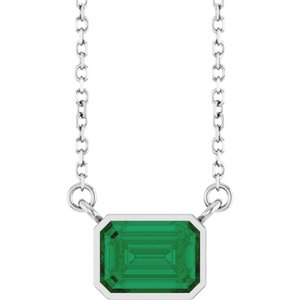 Lab-Grown Emerald Solitaire Necklace