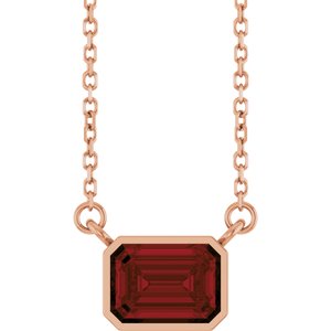 Natural Mozambique Garnet Solitaire Necklace