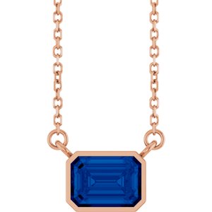 Lab-Grown Blue Sapphire Solitaire Necklace