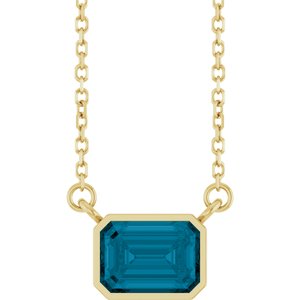 Natural London Blue Topaz Solitaire Necklace