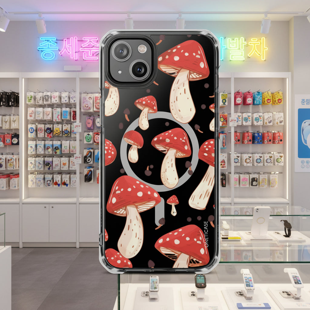 Red Mushrooms Magnetic Clear Case for iPhone Series