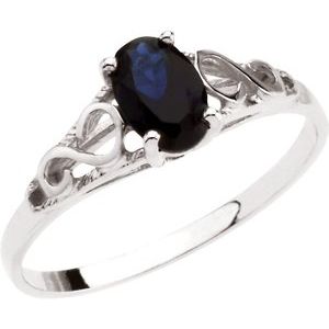 14K White Gold September Imitation Birthstone Ring