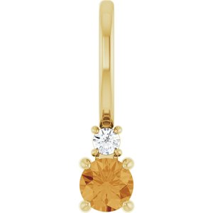 14K Yellow Gold Natural Citrine & .02 CT Natural Diamond Charm/Pendant