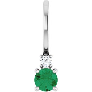 Platinum Natural Emerald & .02 CT Natural Diamond Charm/Pendant