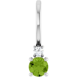 14K White Gold Natural Peridot & .02 CT Natural Diamond Charm/Pendant