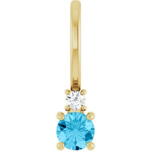 14K Yellow Gold Natural Aquamarine & .02 CT Natural Diamond Charm/Pendant