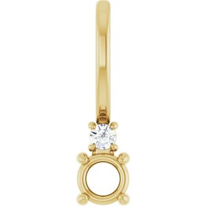 14K Yellow Gold 3 mm Round .02 CT Natural Diamond Semi-Set Charm/Pendant – image 2