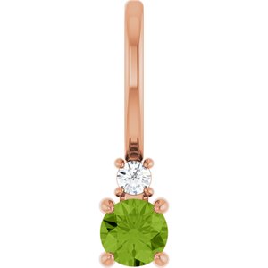 14K Rose Gold Natural Peridot & .02 CT Natural Diamond Charm/Pendant