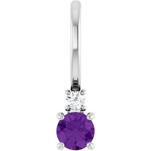 Platinum Natural Amethyst & .02 CT Natural Diamond Charm/Pendant