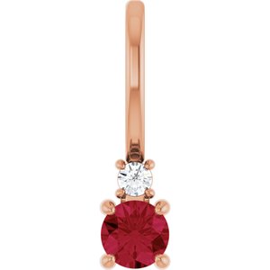 14K Rose Gold Lab-Grown Ruby & .02 CT Natural Diamond Charm/Pendant